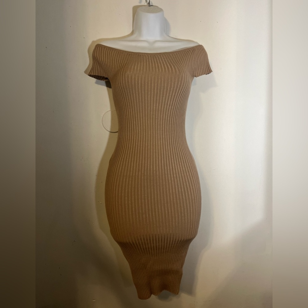 Tan bodycon dress with a good stretch